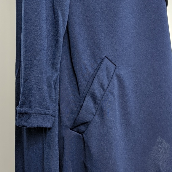 Navy drape front open cardigan - Picture 6 of 7